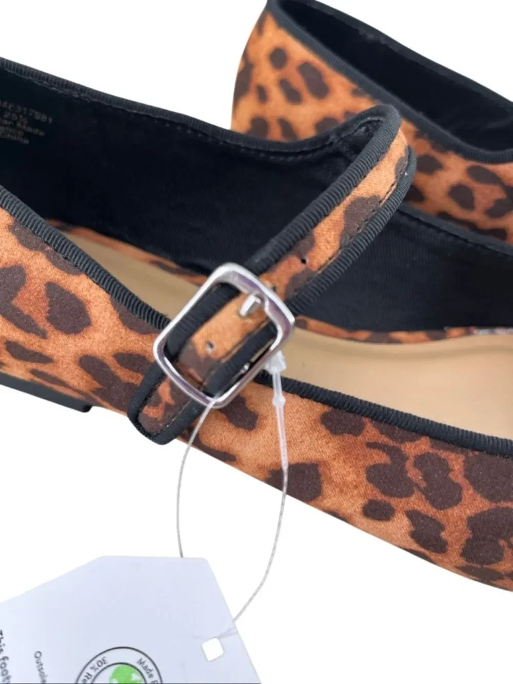 Faux Leather Mary Jayne Flats Leopard Print Shoes Size 8.5